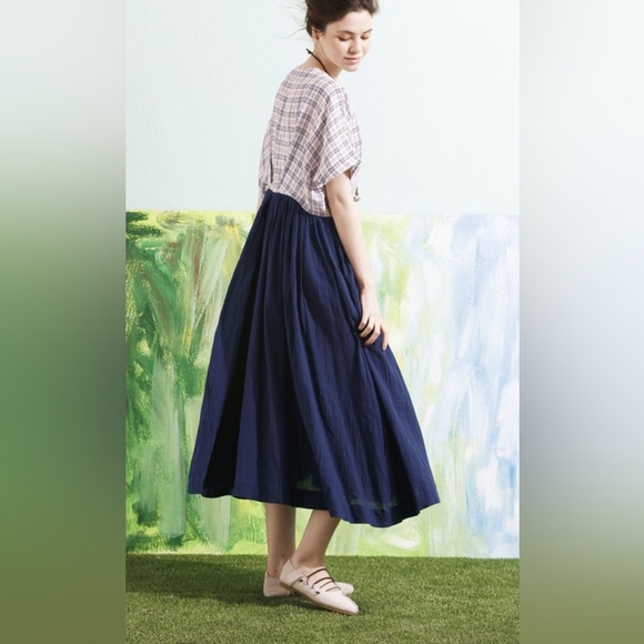 New With Tags Women's Medium Cotton Plaid Blue Dress - Picture 4 of 10